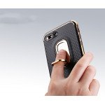 Wholesale iPhone 7 Plus Aluminum Design Ring Holder Stand Case (Black)